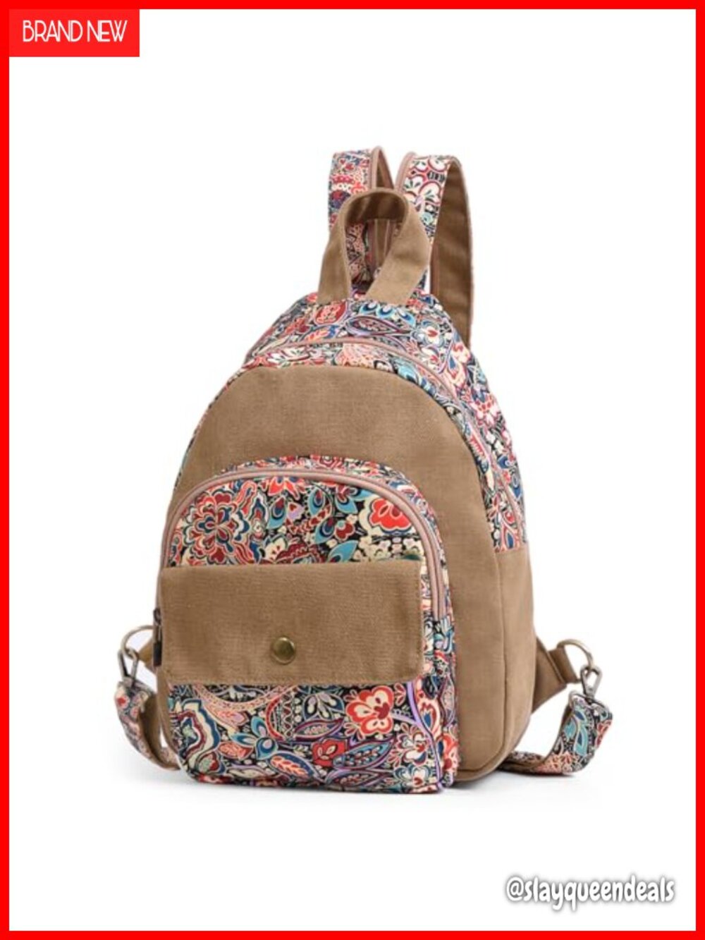 Black Butterfly Boho Canvas Convertible Backpack Sling Bag for Women, Anti-Theft